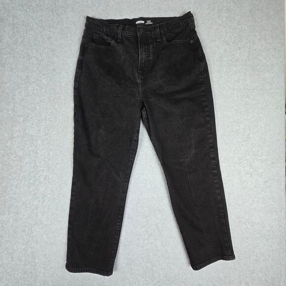 Old Navy Womens Size 14 Sky-Hi Straight Black Boyfriend Jeans 32" Waist - Picture 2 of 16